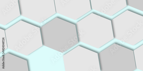 Abstract 3d white and grey soft light hexagonal seamless geometric texture pattern surface bright light honeycomb metal hexagon design.