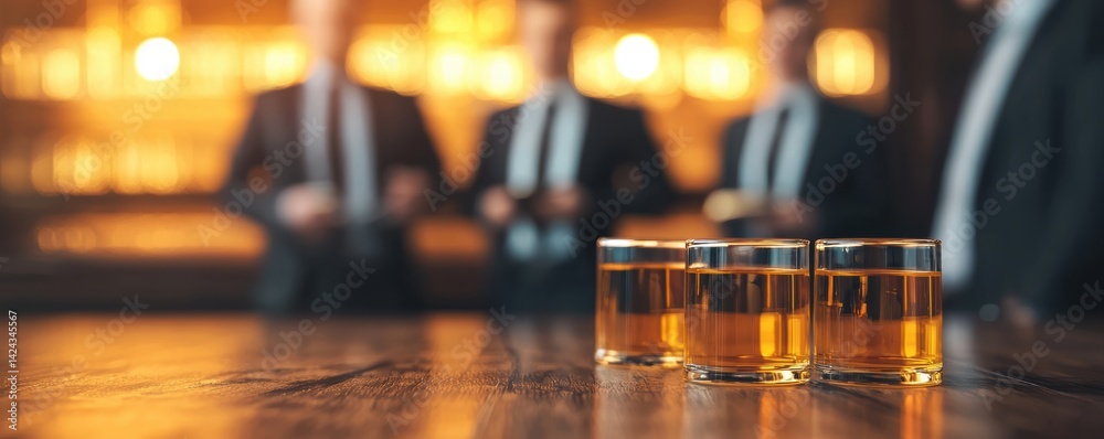 Evening Social Gathering Bar Whiskey Tasting Cozy Atmosphere Close-Up View Relaxation and Connection