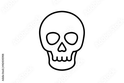 Skull Line Icon – Minimalist Skull Outline Vector


