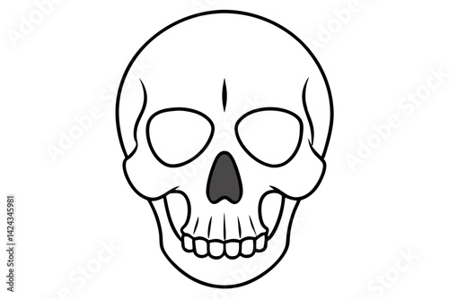 Skull Line Icon – Minimalist Skull Outline Vector

