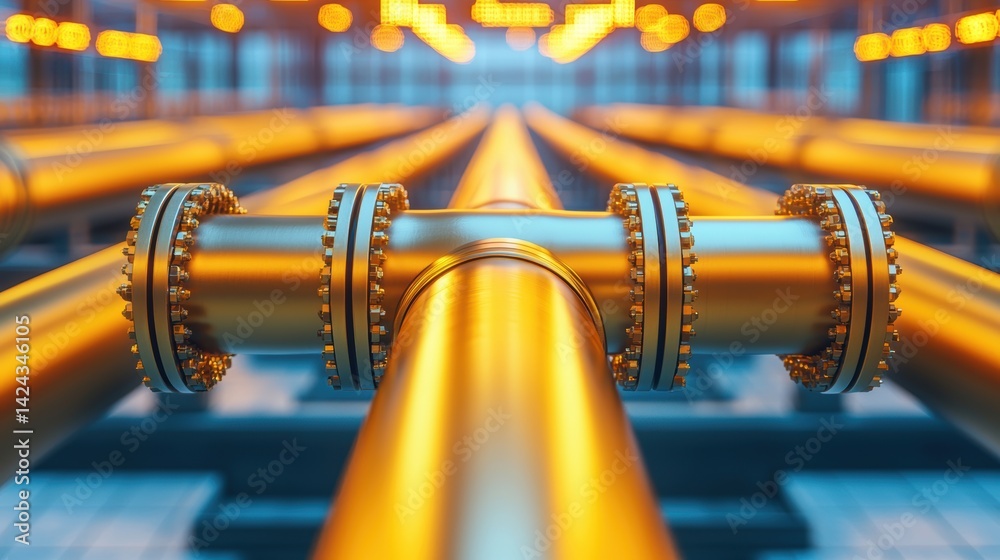Industrial Pipeline Infrastructure Urban Facility Close-Up View High-Tech Environment Contemporary Concept