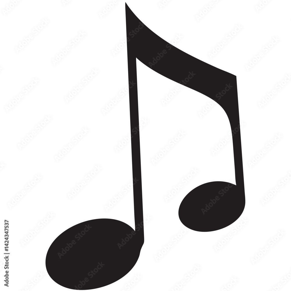 A bold, elegant eighth note pair, a classic symbol of musical harmony and rhythm, rendered in simple black on white. A bold, elegant eighth note pair, a classic symbol of musical harmony and rhythm, rendered in simple black on white.