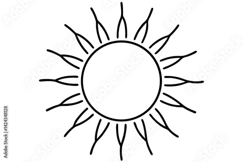 Sun Line Icon – Minimalist Sun Outline Vector Illustration


