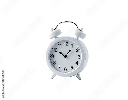 White Alarm Clock on Transparent Background