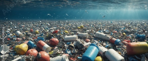 Obraz na płótnie ocean plastic bags under the sea. The problem of ocean pollution with garbage. w salonie