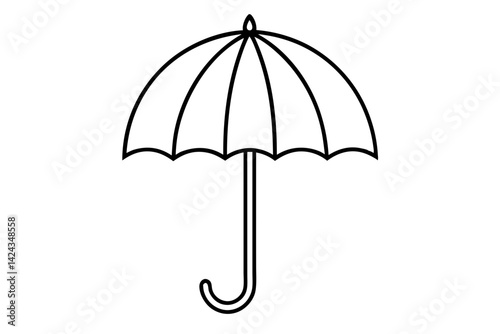 Umbrella Line Icon – Simple Outline Weather Symbol Vector

