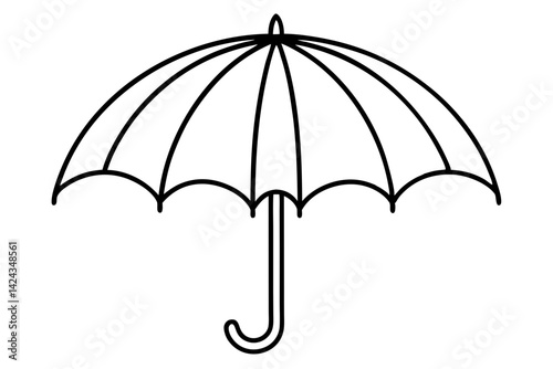 Umbrella Line Icon – Simple Outline Weather Symbol Vector


