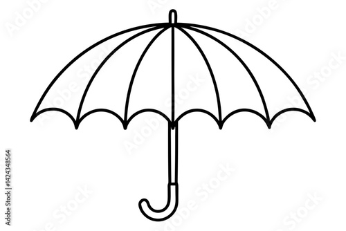 Umbrella Line Icon – Simple Outline Weather Symbol Vector

