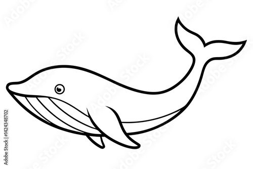 Whale Icon – Simple Line Art Vector of a Whale for Marine and Nature Designs

