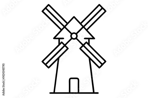 Windmill Icon – Simple Line Art Vector for Eco, Energy, and Farm Designs

