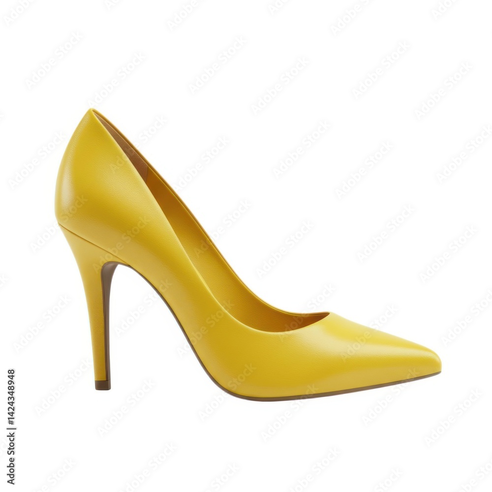 Yellow pointed toe high heel shoe isolated on white background Yellow pointed toe high heel shoe isolated on white background