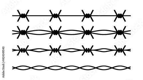 Barbed Wire Patterns: A series of sharp, metallic barbed wire lines stretch across, showcasing the dangerous, yet intricate nature of the barrier. 