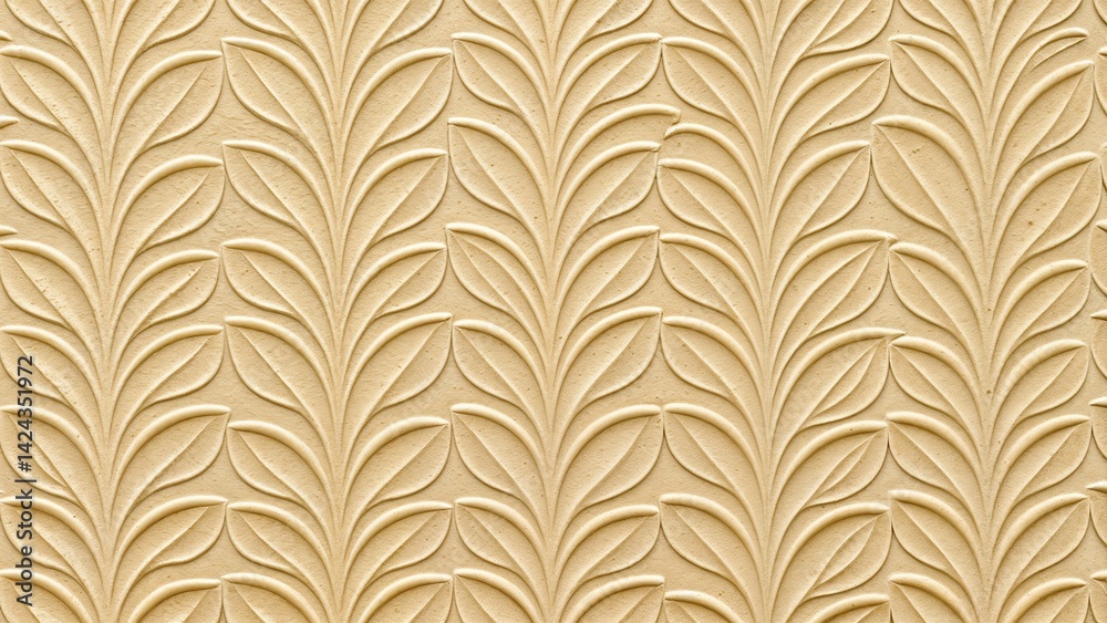 Decorative embossed leaf pattern in light beige colors