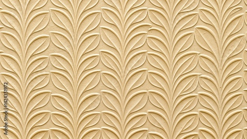 Obraz na płótnie Decorative embossed leaf pattern in light beige colors w salonie