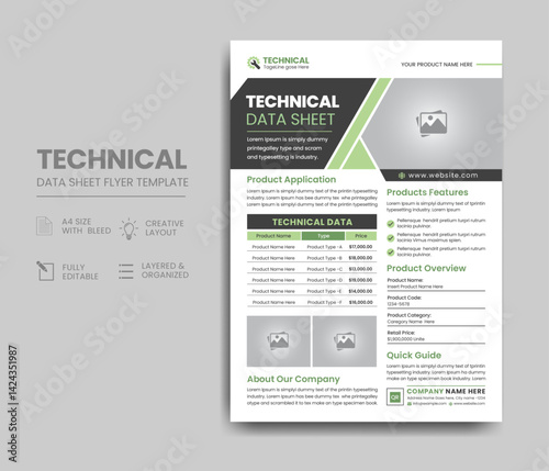 Technical Data Sheet Flyer Template Design