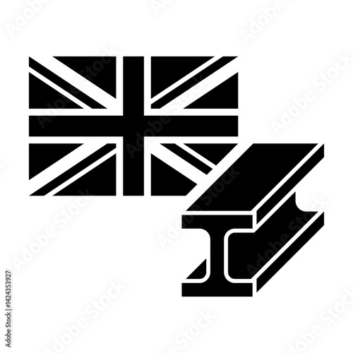 Steel beam icon. British steel industry. Vector icon isolated on white background.