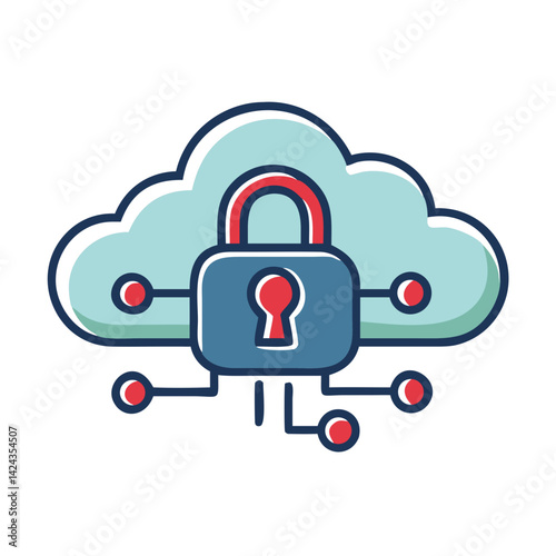 Cloud Storage Management with Security Lock Icon  