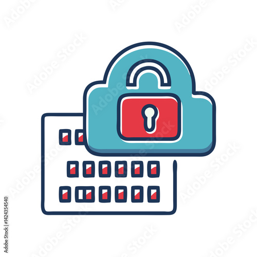 Cloud Storage Management with Lock and Keyboard Icon  