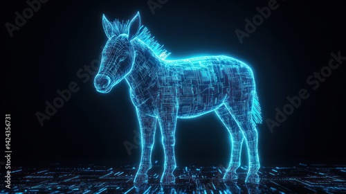Digital zebra foal, futuristic art, abstract rendering