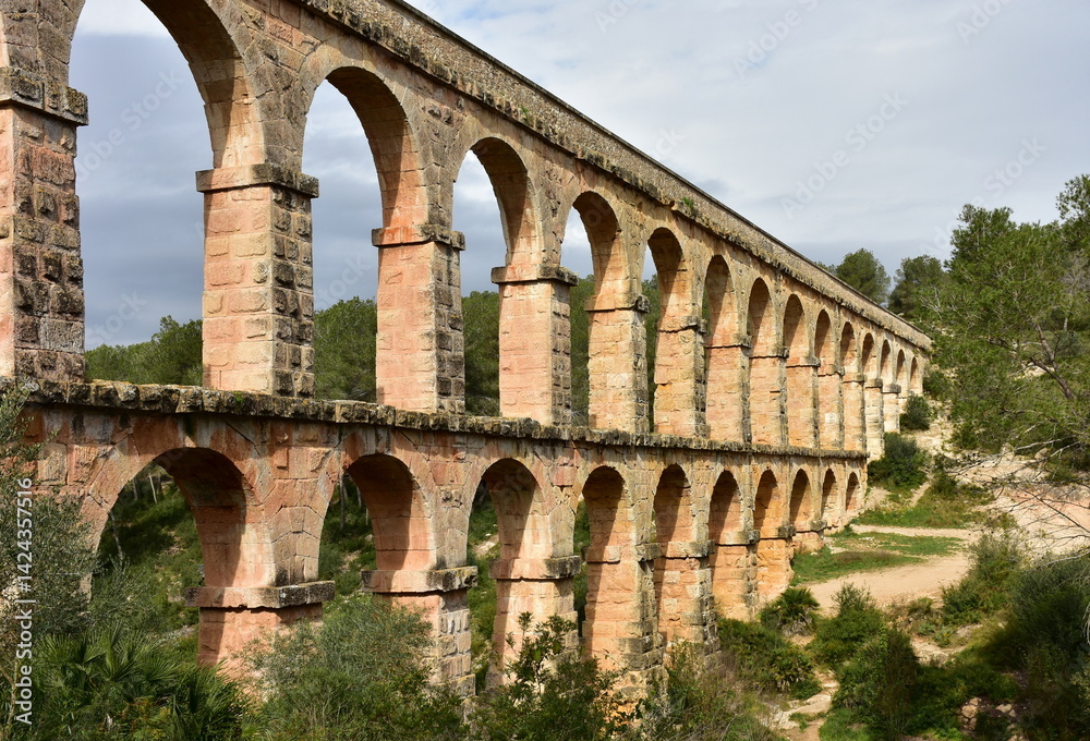 Obraz premium well-preserved roman aqueduct les Ferreres near town Tarragona,Spain