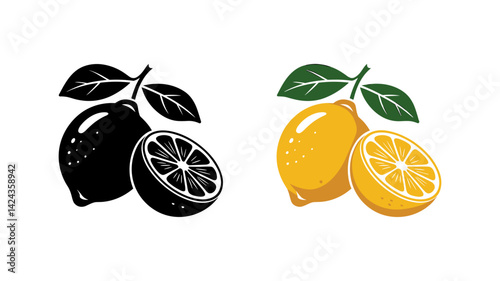 Juicy Lemon Duo: Capturing the vibrant contrast of a full lemon with a sliced one, showcasing both the zesty flavors and versatile culinary applications of this sunny fruit. 