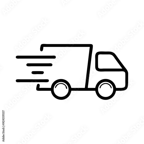 Fast delivery truck icon moving for Black Friday logistics  