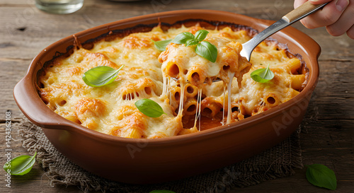 Baked Pasta Al Forno Displaying a Comforting Dish in Rustic Style