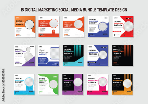 Digital marketing social media post design template bundle set