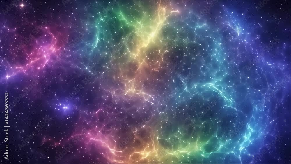 An abstract rainbow space background.