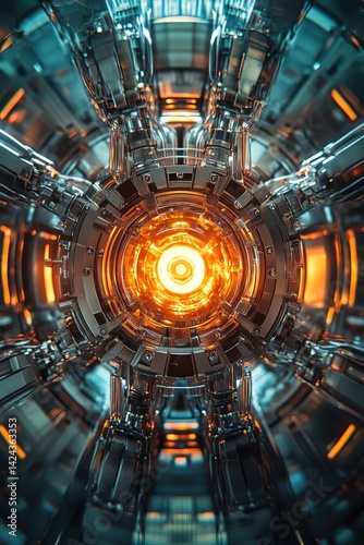 Wallpaper Mural Inside nuclear fusion reactor glowing core detailed mechanical structure radial symmetry Torontodigital.ca