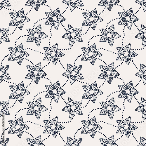 Vintage seamless floral pattern. Liberty style background of small mauve and lilac flowers. Small flowers scattered over a white background. Stock for printing on surfaces