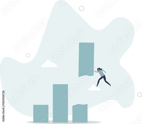Revenue forecast cut, stock market price correction or global economic slow down due to Coronavirus COVID-19 crisis concept.flat character life .