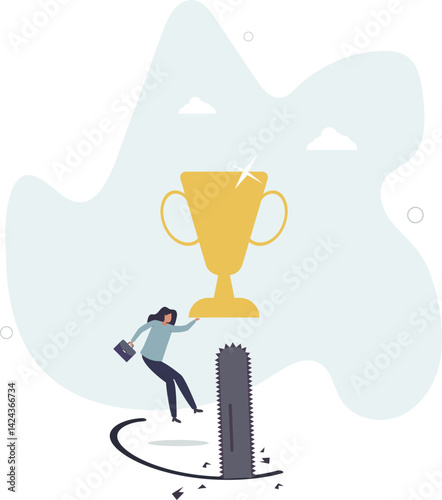 Success trap, problem with career or betrayal in business deal concept.flat character life .