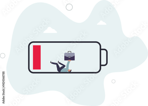 Fatigue exhausted office worker, burnout from overwork routine or run out of inspiration concept.flat character life .