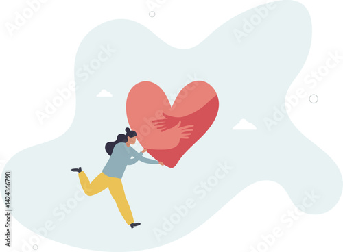 Hands embrace heart vector illustration. Support, help and pray for peace and freedom, symbol of love.flat character life .
