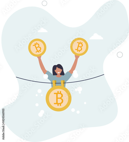 Bitcoin and cryptocurrency using for money laundering or payment in dark market, financial crime or criminal ransom pay concept.flat character life .