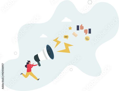 PR, public relation or marketing communication, advertising campaign or social media marketing, online promotion or email newsletter concept.flat character life .