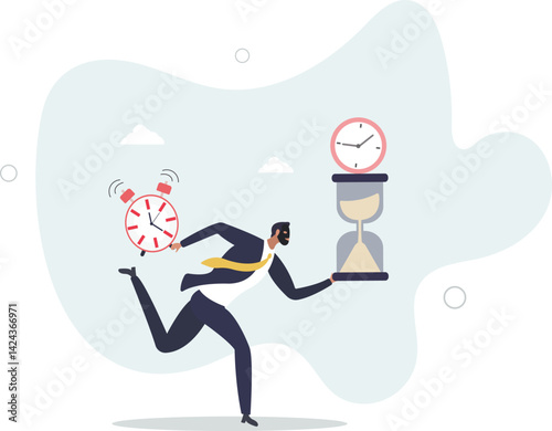 Steal time, productivity or procrastination problem, work efficiency to finish in deadline, strategy or accomplishment concept.flat character life .