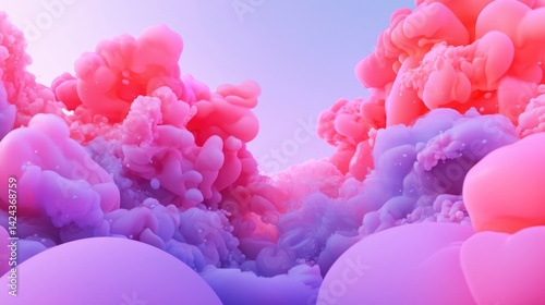 Fluffy, pink-purple abstract cloudscape with light gradients and delicate dust specks