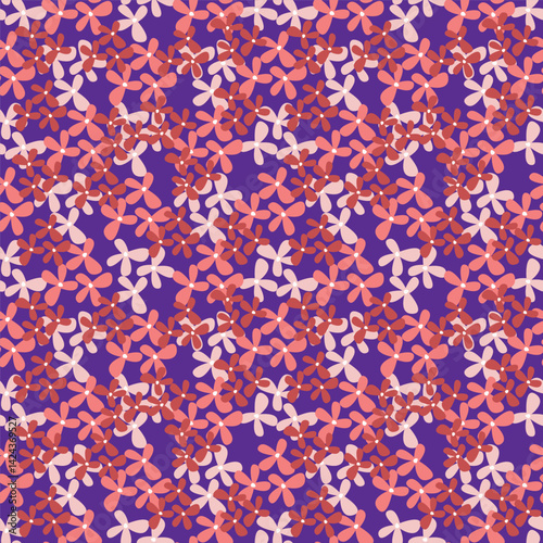 Vintage seamless floral pattern. Liberty style background of small mauve and lilac flowers. Small flowers scattered over a white background. Stock for printing on surfaces