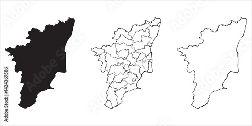 Tamilnadu map outline drawing