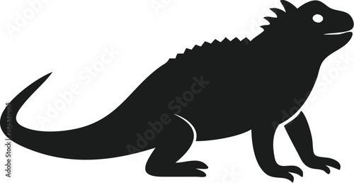 Black Silhouette Iguana Lizard Reptile Scaly Creature Icon Design