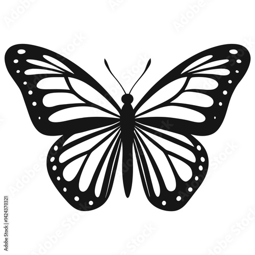 Elegant Black and White Monarch Butterfly Wing Design Illustration