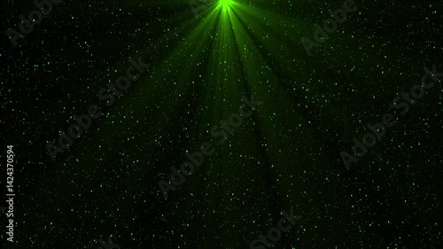 Beautiful Gold Volume Light in the Dark Seamless. Golden Rays Moving on Black Background with Floating Dust Particles Looped 3d Animation.