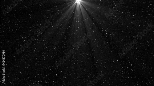 Beautiful Gold Volume Light in the Dark Seamless. Golden Rays Moving on Black Background with Floating Dust Particles Looped 3d Animation.