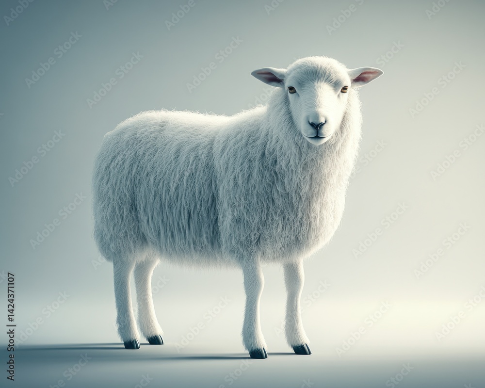 Fototapeta premium Standing sheep with wool