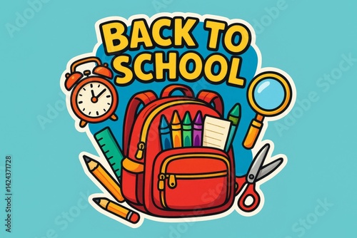 Creative Back to School Design Featuring Colorful Supplies and Cheerful Eleme...