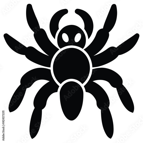 Vector illustration of simple tarantula spider, silhouette profile, alert wild creature view