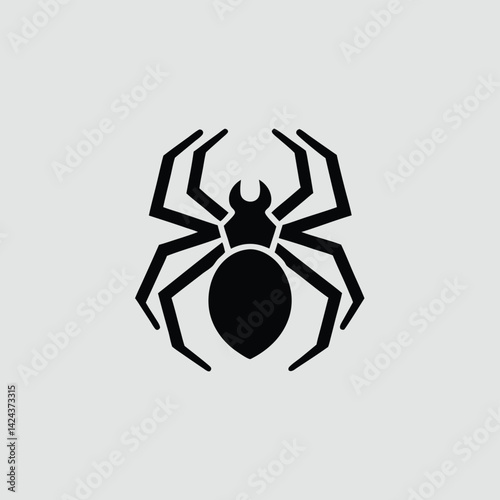 Vector illustration of alert tarantula silhouette, spider icon, profile side, clean design