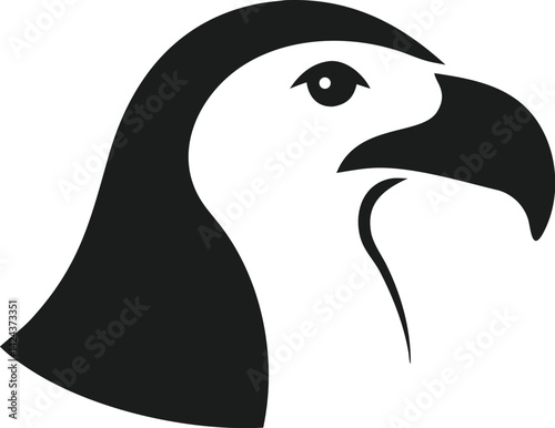 Vector illustration of bald eagle silhouette, alert bird, profile view, majestic raptor